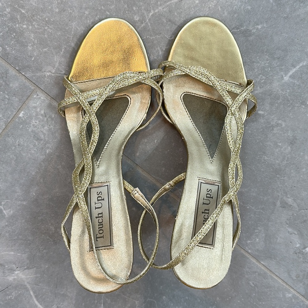 Gold sparkle heeled straps sandals size 8.5 - Picture 6 of 8